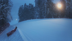 Prostřední část sjezdovky a snowpark
