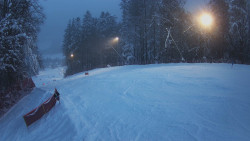 Prostřední část sjezdovky a snowpark