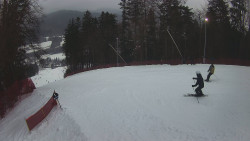 Prostřední část sjezdovky a snowpark