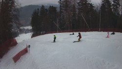 Prostřední část sjezdovky a snowpark
