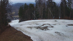 Prostřední část sjezdovky a snowpark