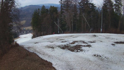 Prostřední část sjezdovky a snowpark