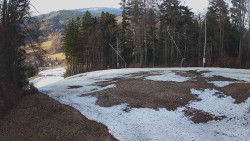 Prostřední část sjezdovky a snowpark