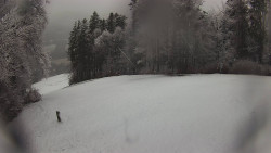 Prostřední část sjezdovky a snowpark