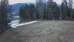 Prostřední část sjezdovky a snowpark
