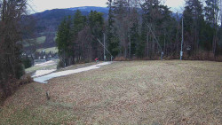 Prostřední část sjezdovky a snowpark