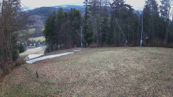 Prostřední část sjezdovky a snowpark