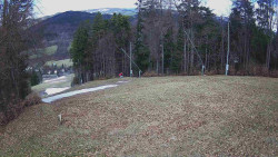 Prostřední část sjezdovky a snowpark