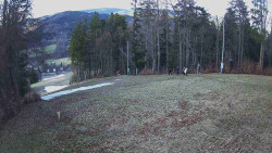 Prostřední část sjezdovky a snowpark