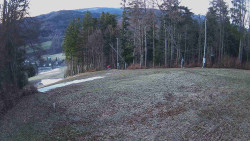 Prostřední část sjezdovky a snowpark