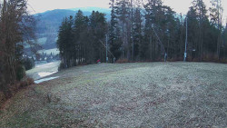 Prostřední část sjezdovky a snowpark