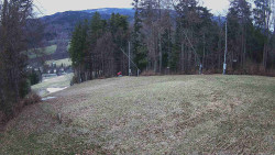 Prostřední část sjezdovky a snowpark