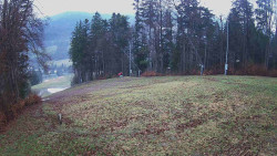 Prostřední část sjezdovky a snowpark