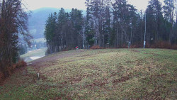 Prostřední část sjezdovky a snowpark