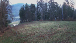 Prostřední část sjezdovky a snowpark