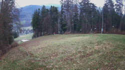 Prostřední část sjezdovky a snowpark