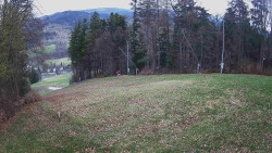 Prostřední část sjezdovky a snowpark