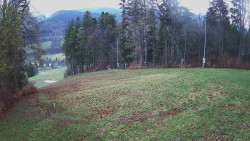 Prostřední část sjezdovky a snowpark