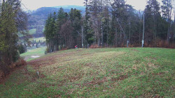 Prostřední část sjezdovky a snowpark