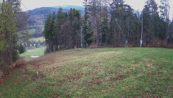 Prostřední část sjezdovky a snowpark