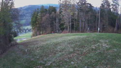 Prostřední část sjezdovky a snowpark