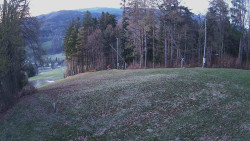 Prostřední část sjezdovky a snowpark