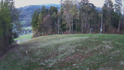 Prostřední část sjezdovky a snowpark