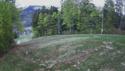 Prostřední část sjezdovky a snowpark