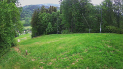 Prostřední část sjezdovky a snowpark