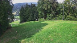 The middle section of the ski slope and the snowpark