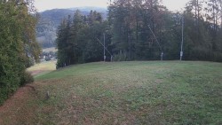 The middle section of the ski slope and the snowpark