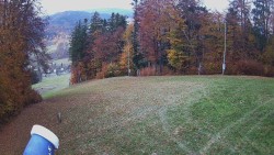 The middle section of the ski slope and the snowpark