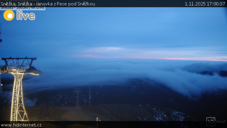 Sněžka - Sněžka - lanovka z Pece pod Sněžkou - 1.11.2025 v 17:00 Sněžka - Sněžka - lanovka z Pece pod Sněžkou - 1.11.2025 v 17:00