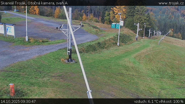 Skiareál Troják - Otočná kamera, svah A - 14.10.2025 v 09:30 Skiareál Troják - Otočná kamera, svah A - 14.10.2025 v 09:30