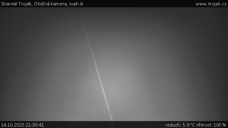 Skiareál Troják - Otočná kamera, svah A - 14.10.2025 v 21:30 Skiareál Troják - Otočná kamera, svah A - 14.10.2025 v 21:30