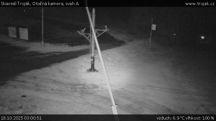 Skiareál Troják - Otočná kamera, svah A - 18.10.2025 v 03:00 Skiareál Troják - Otočná kamera, svah A - 18.10.2025 v 03:00
