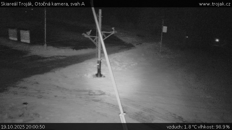 Skiareál Troják - Otočná kamera, svah A - 19.10.2025 v 20:00 Skiareál Troják - Otočná kamera, svah A - 19.10.2025 v 20:00