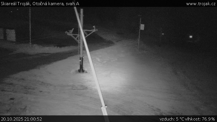 Skiareál Troják - Otočná kamera, svah A - 20.10.2025 v 21:00 Skiareál Troják - Otočná kamera, svah A - 20.10.2025 v 21:00