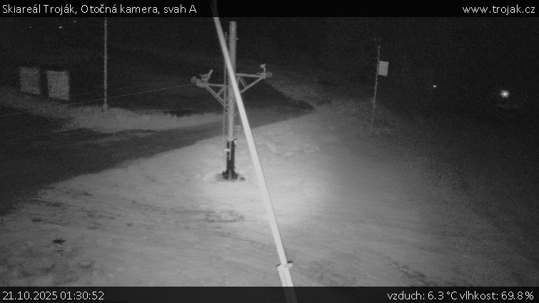 Skiareál Troják - Otočná kamera, svah A - 21.10.2025 v 01:30 Skiareál Troják - Otočná kamera, svah A - 21.10.2025 v 01:30