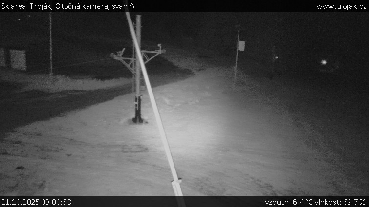 Skiareál Troják - Otočná kamera, svah A - 21.10.2025 v 03:00 Skiareál Troják - Otočná kamera, svah A - 21.10.2025 v 03:00