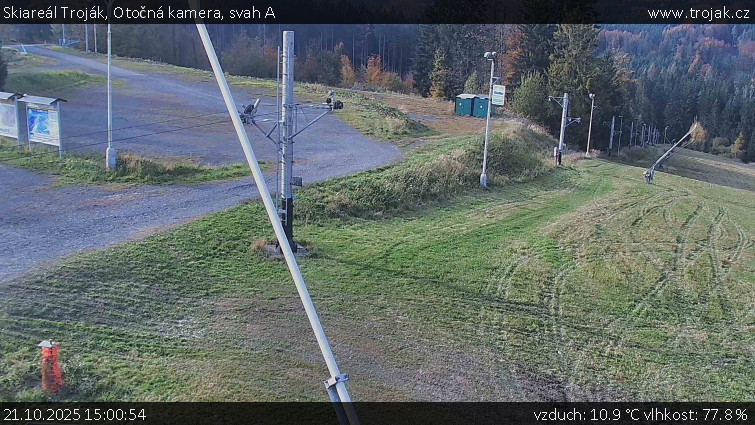 Skiareál Troják - Otočná kamera, svah A - 21.10.2025 v 15:00 Skiareál Troják - Otočná kamera, svah A - 21.10.2025 v 15:00