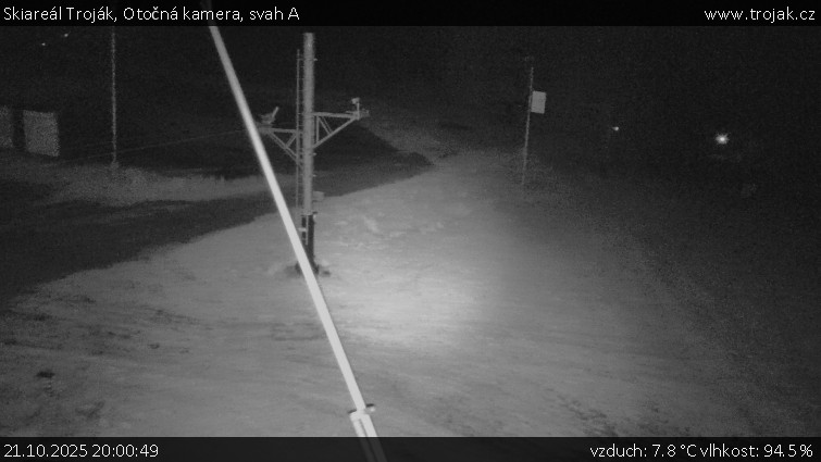 Skiareál Troják - Otočná kamera, svah A - 21.10.2025 v 20:00 Skiareál Troják - Otočná kamera, svah A - 21.10.2025 v 20:00