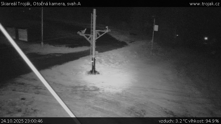 Skiareál Troják - Otočná kamera, svah A - 24.10.2025 v 23:00 Skiareál Troják - Otočná kamera, svah A - 24.10.2025 v 23:00