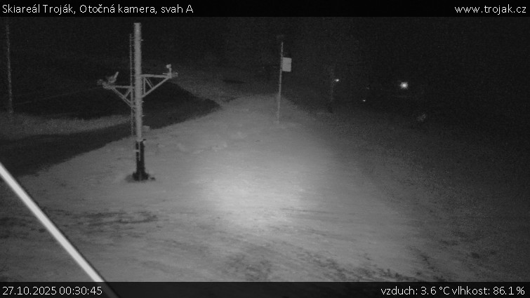 Skiareál Troják - Otočná kamera, svah A - 27.10.2025 v 00:30 Skiareál Troják - Otočná kamera, svah A - 27.10.2025 v 00:30