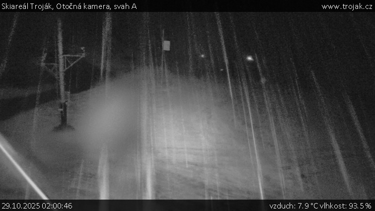 Skiareál Troják - Otočná kamera, svah A - 29.10.2025 v 02:00 Skiareál Troják - Otočná kamera, svah A - 29.10.2025 v 02:00