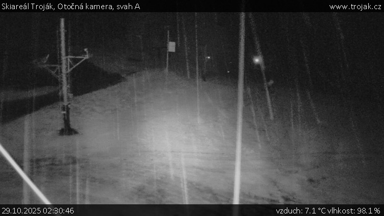 Skiareál Troják - Otočná kamera, svah A - 29.10.2025 v 02:30 Skiareál Troják - Otočná kamera, svah A - 29.10.2025 v 02:30