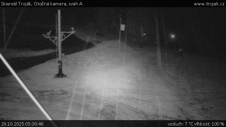 Skiareál Troják - Otočná kamera, svah A - 29.10.2025 v 05:30 Skiareál Troják - Otočná kamera, svah A - 29.10.2025 v 05:30