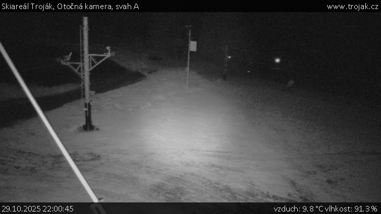 Skiareál Troják - Otočná kamera, svah A - 29.10.2025 v 22:00 Skiareál Troják - Otočná kamera, svah A - 29.10.2025 v 22:00