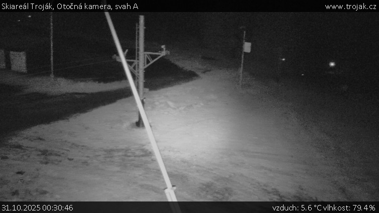 Skiareál Troják - Otočná kamera, svah A - 31.10.2025 v 00:30 Skiareál Troják - Otočná kamera, svah A - 31.10.2025 v 00:30