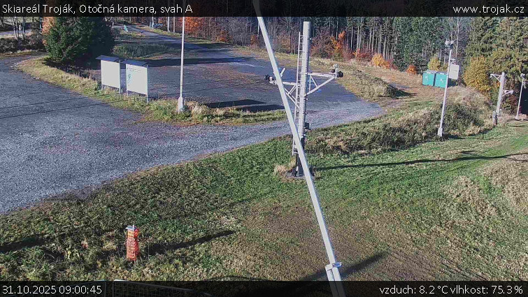 Skiareál Troják - Otočná kamera, svah A - 31.10.2025 v 09:00 Skiareál Troják - Otočná kamera, svah A - 31.10.2025 v 09:00